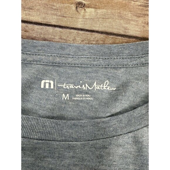 Travis Mathew Long Sleeve T-shirt Mens Size M Blue Palm Trees Golf Beach - Picture 10 of 14